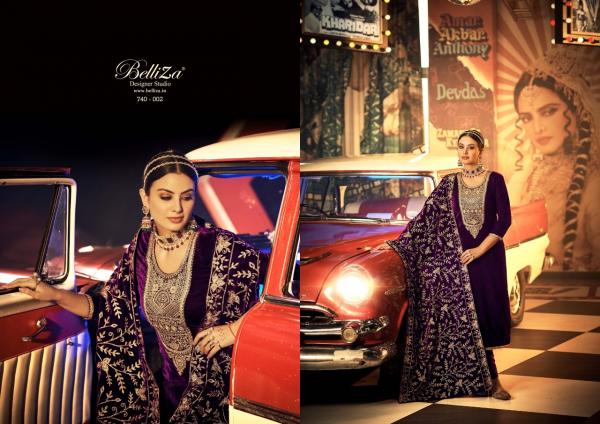 Belliza Kohinoor Pure Velvet Embroidery Designer Salwar Kameez Collection